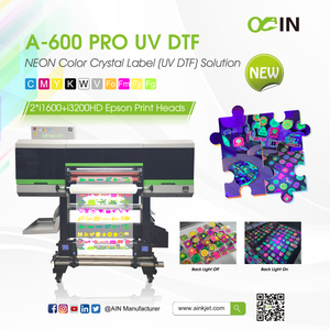 A-600 PRO UV DTF NEON Etiqueta de cristal de color Soluci&oacute;n UV DTF