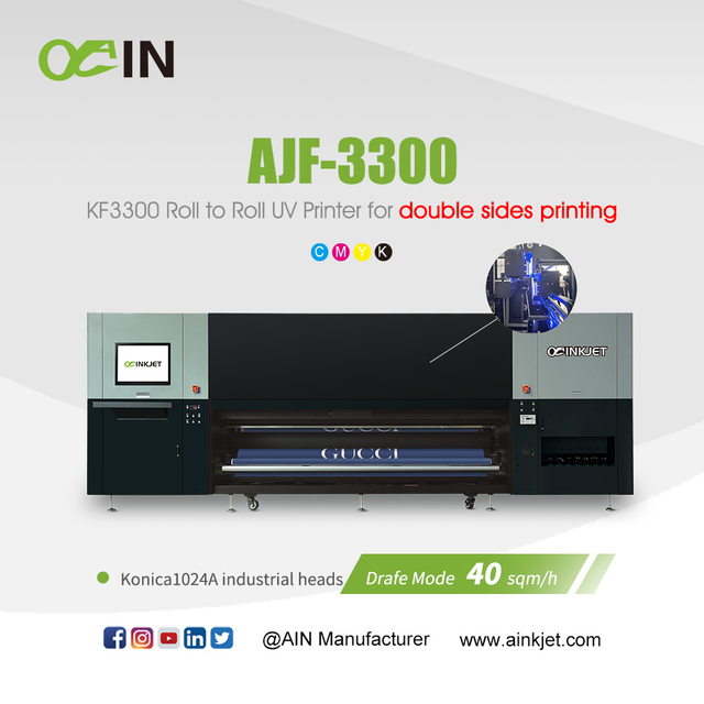AJF-3300 KF3300 양면 인쇄용 롤투롤 UV 프린