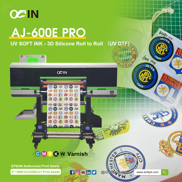 Imprimante &agrave; plat &agrave; transfert thermique en silicone AJ-600E PRO UV DTF