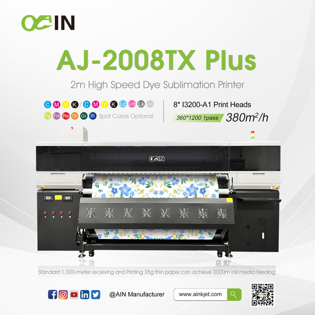 Stampante a sublimazione ad alta velocit&agrave; AJ-2008TX Plus da 2 m