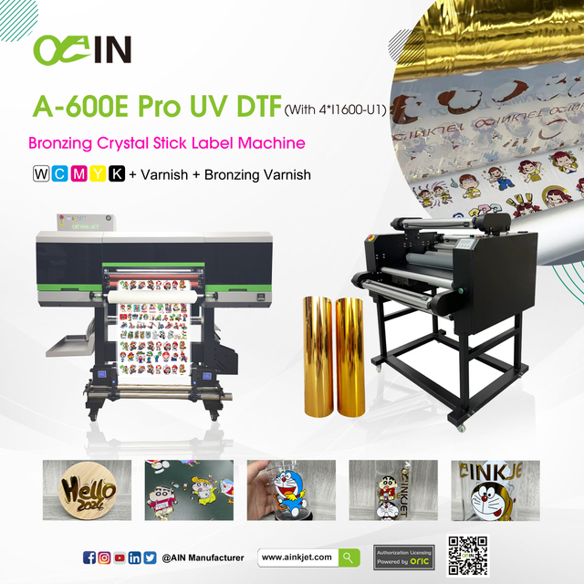 Machine d'&eacute;tiquetage de b&acirc;tons de cristal bronzant A-600E PRO UV DTF