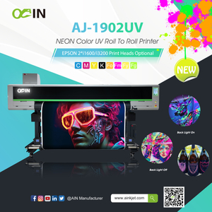  AINKJET AJ-1902 طابعة UV نيون ملونة تعمل بالأشعة فوق البنفسجية