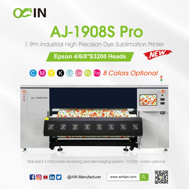  AJ-1908S Pro 1.9m 産業用高精度昇華型プリンター 