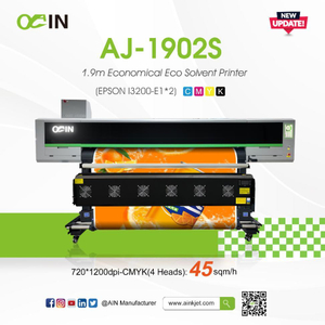 AJ-1902S طابعة مذيبات صديقة للبيئة بطول 1.9 م