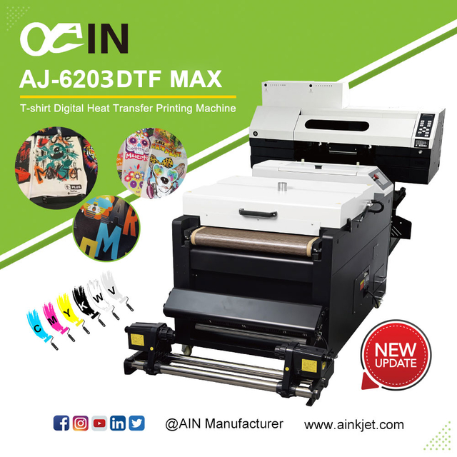 AJ-6203 DTF MAX T-shirt Stampante con agitatore per polveri con sistema di trasferimento di calore digitale