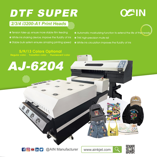 AJ-6204 DTF Super T-shirt Sistema de transferencia de calor digital Impresora agitadora de polvo