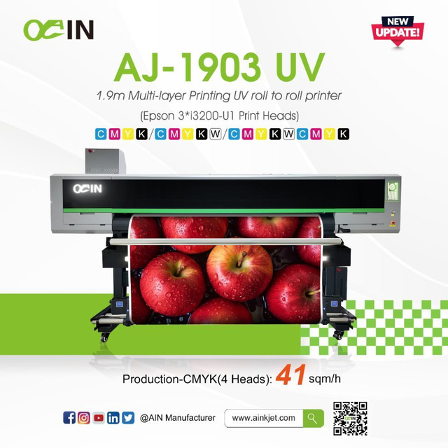 AJ-1903E Stampante multistrato UV da 1,9 m Stampante UV roll to roll