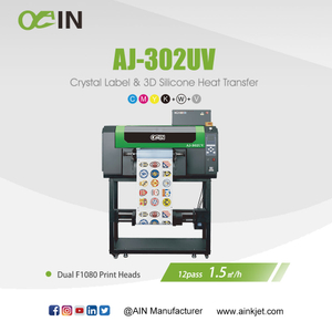  AINKJET AJ‑302UV A3 UV DTF TPU Imprimante &Eacute;tiquette en cristal et solution de transfert de chaleur en silicone 3D