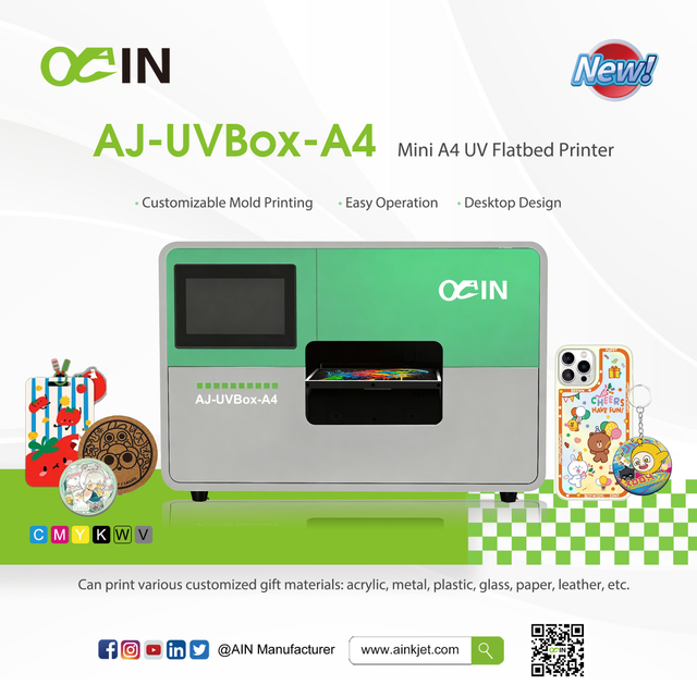 Impressora plana UV AJ-UVBox-A4 Mini A4